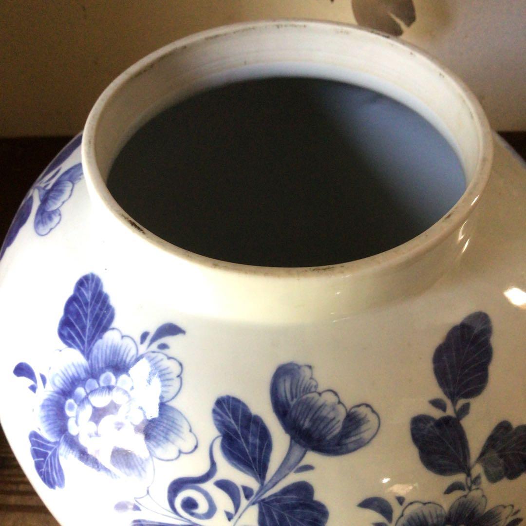 3582 オランダ デルフト陶器 BEGONIA 染付 和蘭 タバコ壷 送料無料