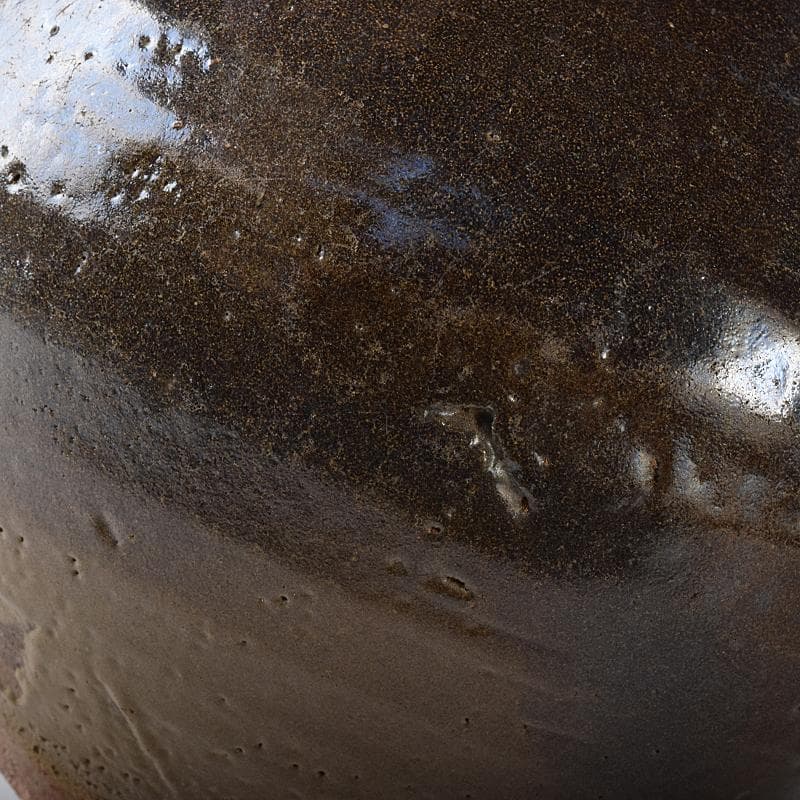 朝鮮美術 李朝 高麗黒釉 双耳壷 時代箱付 V R8409B