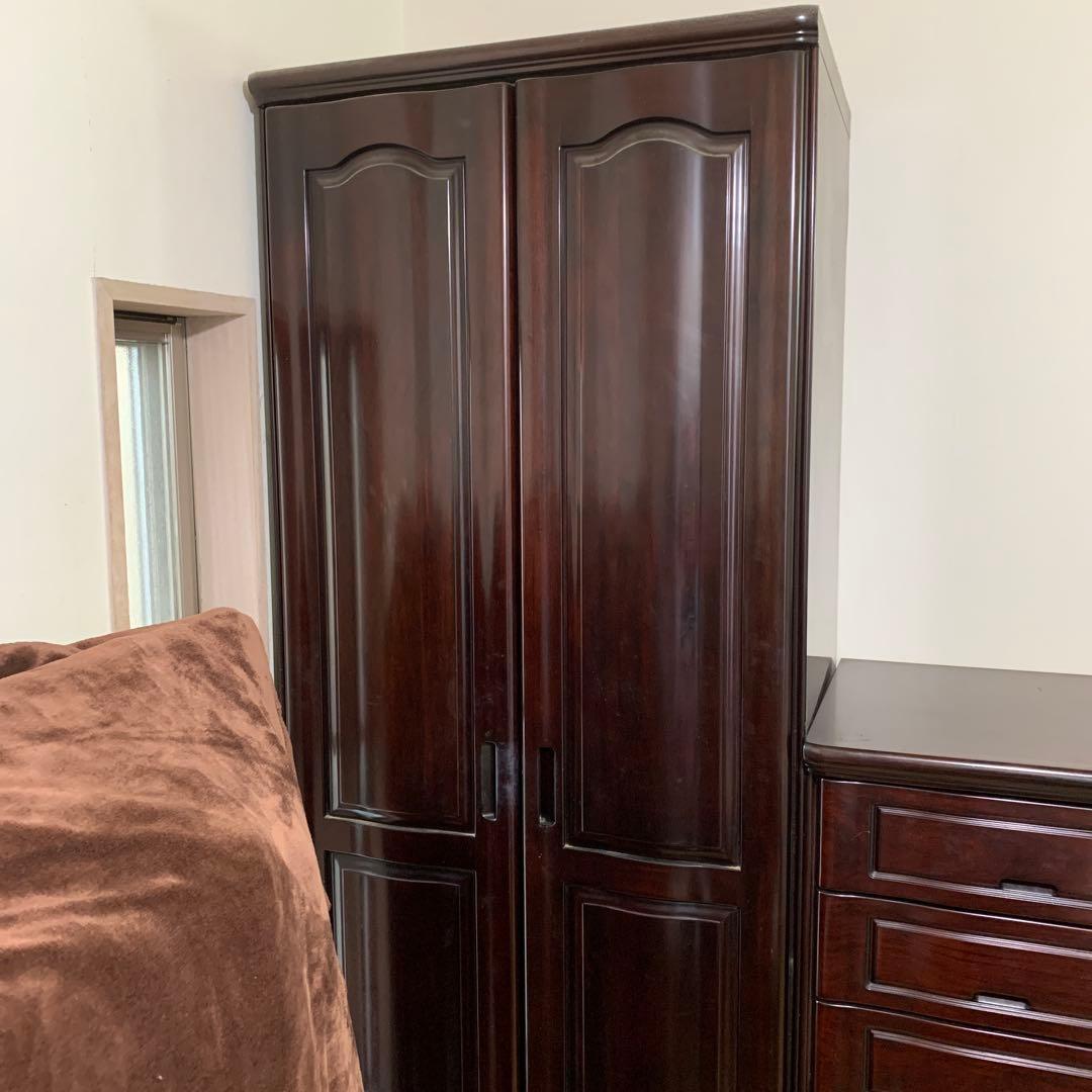 送料込！⭐︎内部桐のクローゼット 高級府中家具 紫檀 無垢の木材 収納付き