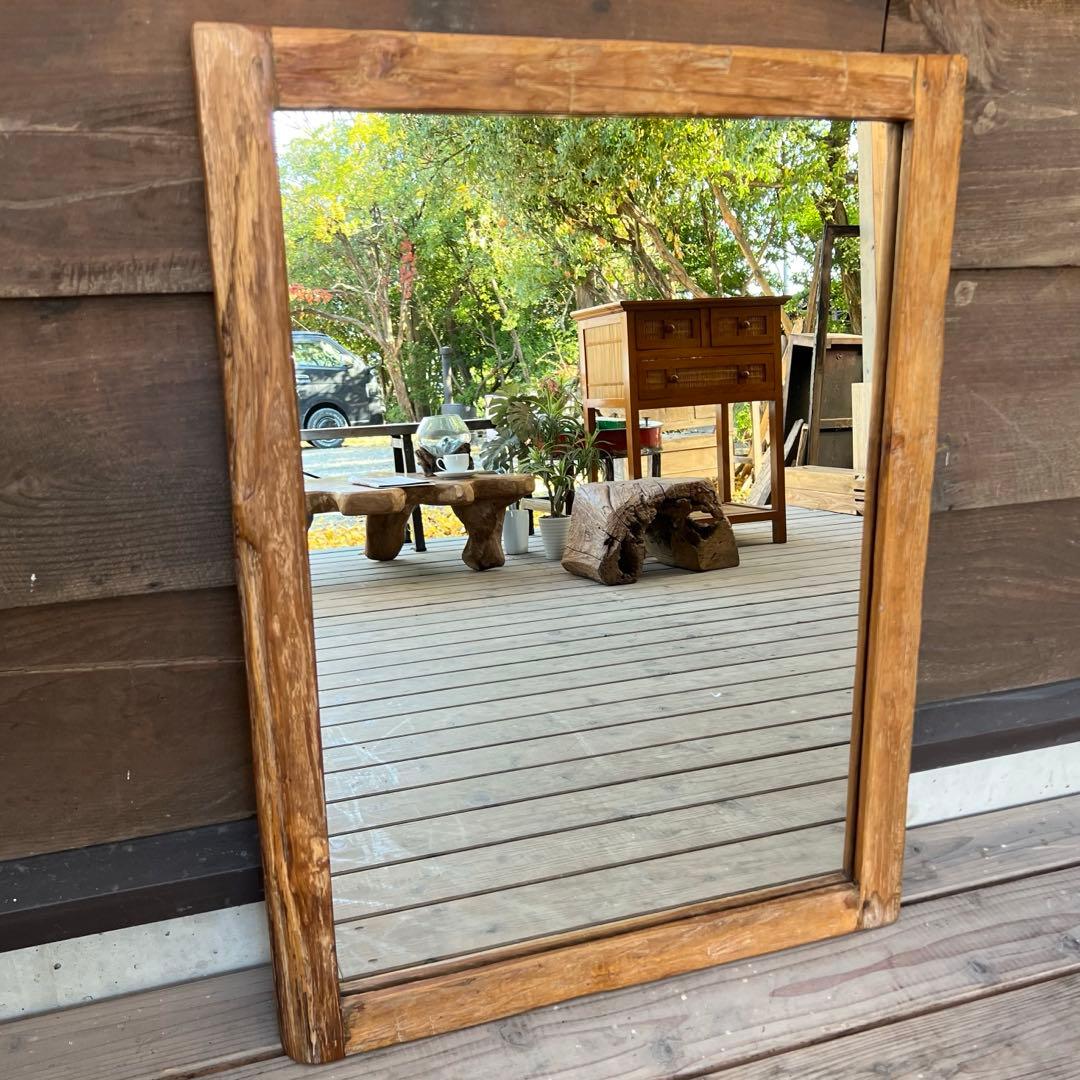 一点物 オールドチーク材の壁掛け鏡 80cm × 60cm 木製フレーム 無垢材 楽天市場】鏡 壁掛け 木製 おしゃれ 幅60cm 高さ80cm チーク材 ウッド