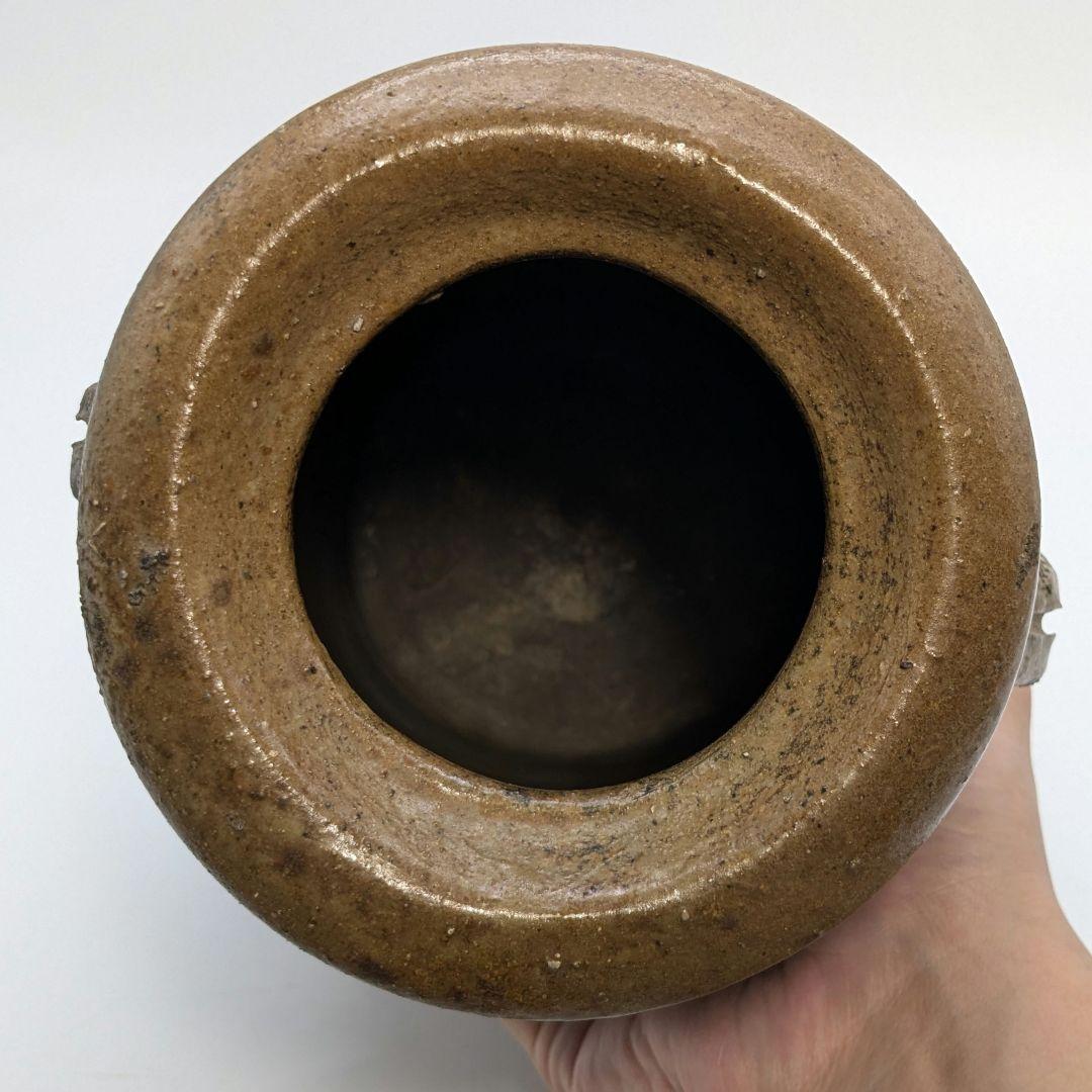 伝統工芸士 乗松俊行 備前焼 耳付矢筈口花入 花瓶 花器 フラワーベース