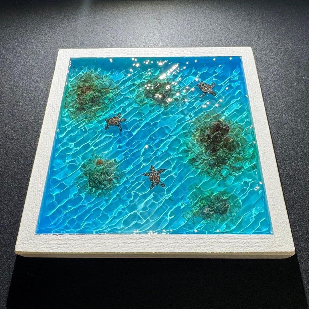 ウミガメ レジンアート オーシャンアート ホヌ 海 アート 波紋 アート