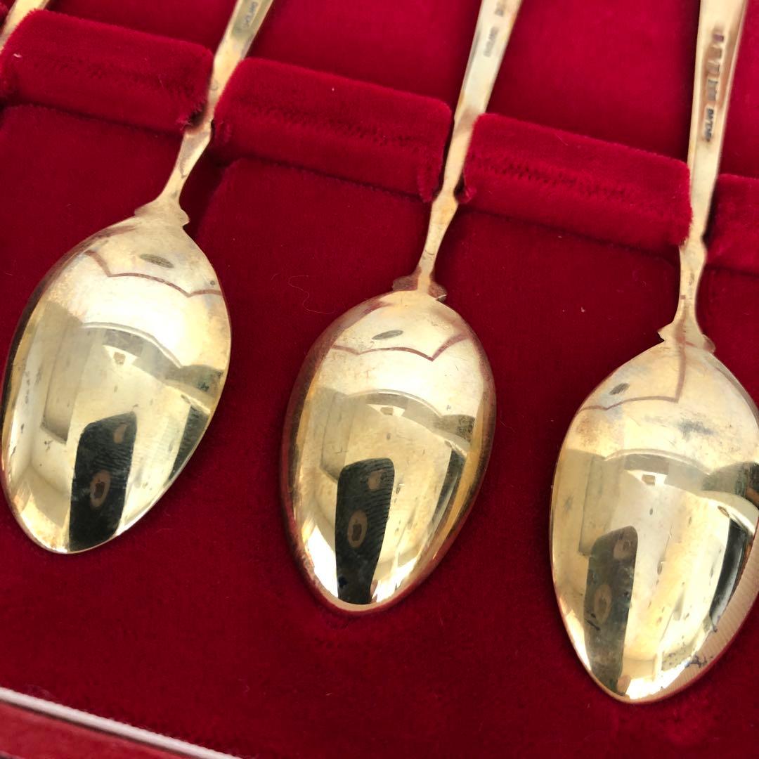 ヴィンテージ　S.J.Rose & Son 純銀製　スプーン6本　七宝　シルバー