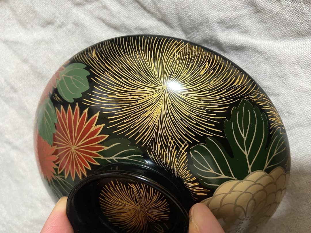 輪島塗 菊詰沈金花蒔絵 蓋付椀 2客 / 懐石椀・吸物椀・雑煮椀 - メルカリ