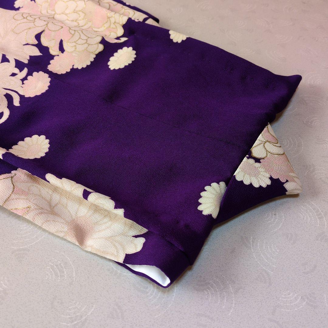 七五三3歳正絹手縫いの被布と巾着のセット（中綿無し）