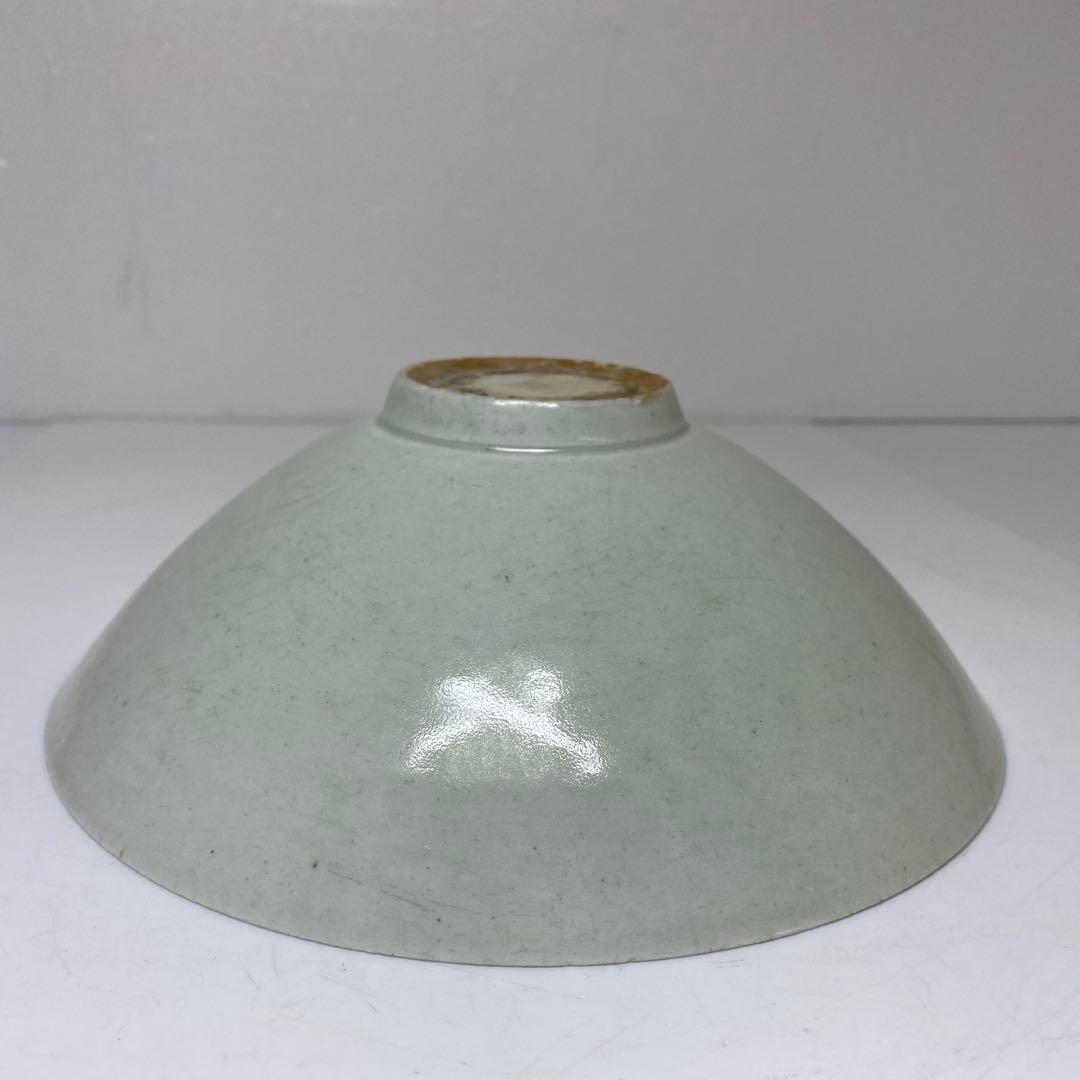 古代中国 青磁 青影刻雲鉢 幅約19.8㎝ トヒチル 東さ7-