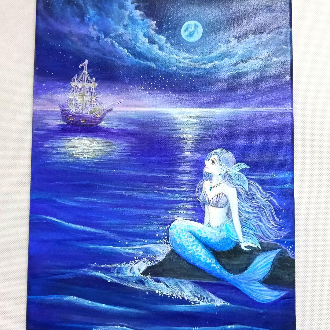 No.516 F4キャンバス 原画 アクリル画 人魚姫 人魚 mermaid - メルカリ