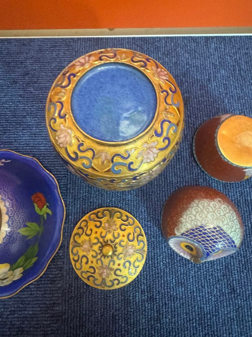 1852 七宝焼 景泰藍 碗1客 茶入1客 フクロウ1客の通販はau PAY