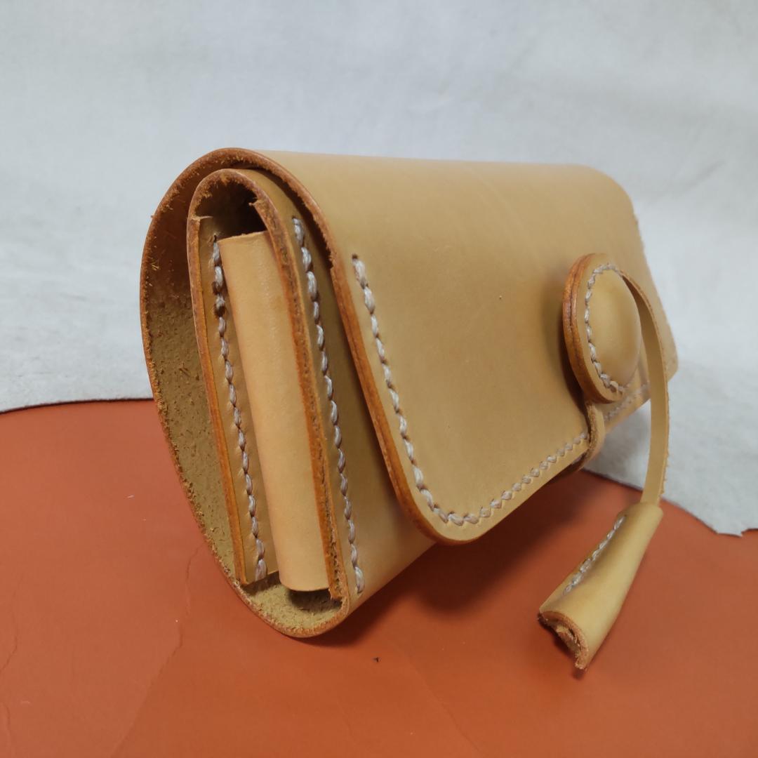 シャグポーチ三つ折り(イエローキャメル)コンチョ紐止め 国産牛革【R