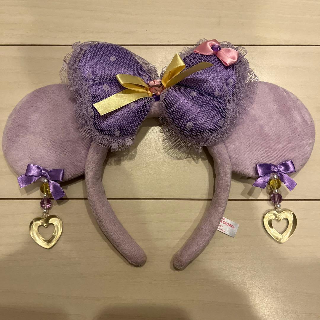 ディズニー ミニー カチューシャ イヤリング パープル 紫 リボン