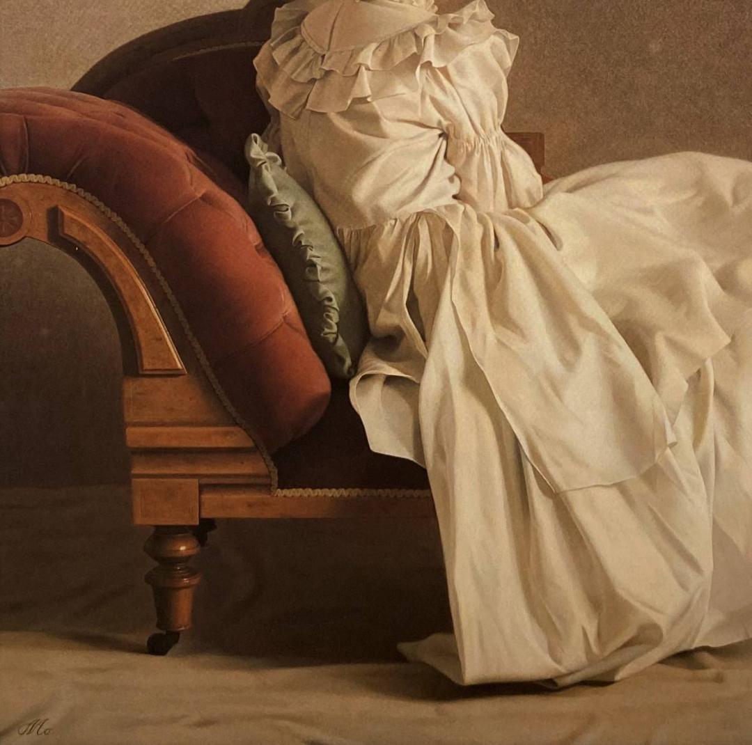 森本草介、【午後のくつろぎ】、希少な額装用画集画、新品高級額 額装付