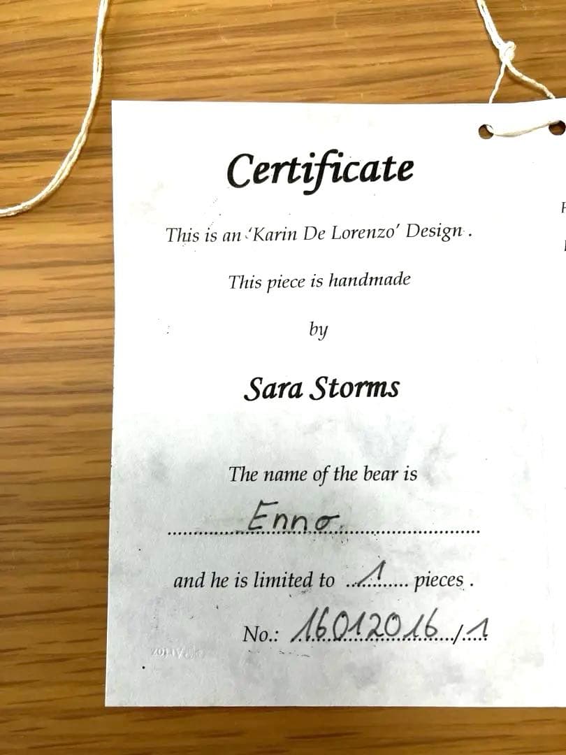 海外作家【幻の作家デザイン】サラ•ストーン作 28㎝ ドイツ希少ベア