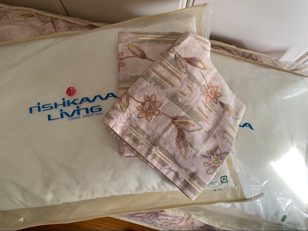 西川リビング 羽毛布団5点セット 手摘みダウン93% ダブルロングサイズ