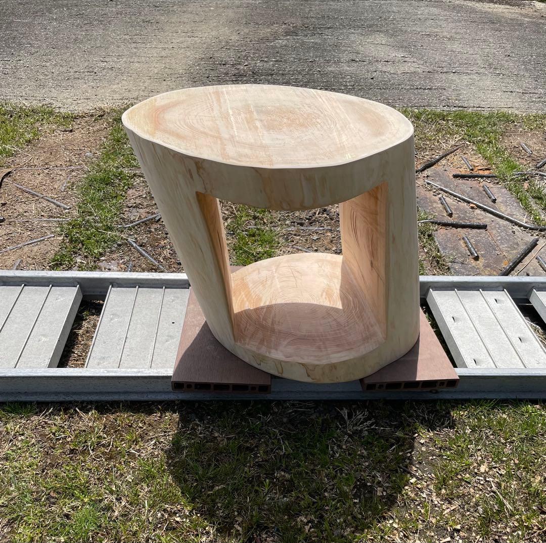 くり抜き スツール 切り株 丸太 インテリア ひのき 森の丸太くり抜きスツール＜ヒノキ／磨き丸太仕上げ＞/オットマン 本棚