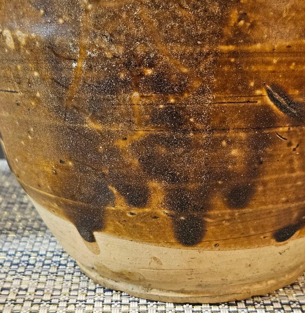 中国古陶磁器 古玩 宋時代 磁州窯系 褐釉 双耳 胴継ぎ 壺