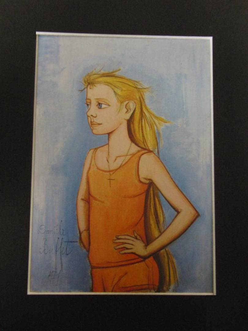 ベルナール・ビュッフェ「Daniele」希少画集の額装画、人気作品 ベルナール・ビュッフェ、「Le peintre」、希少画集の額装画、人気作品