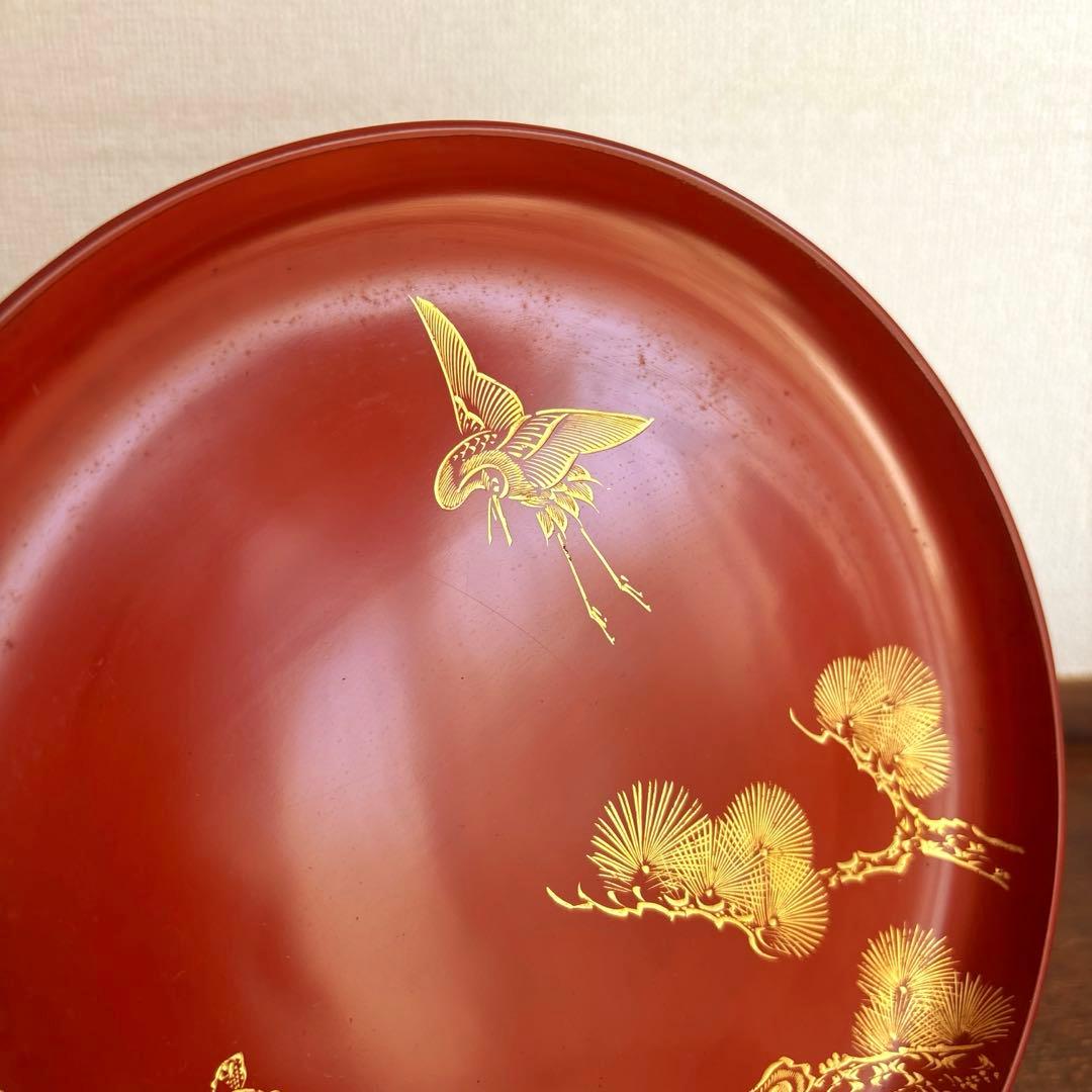 輪島塗 漆器 平皿 伝統工芸 鶴亀 - メルカリ