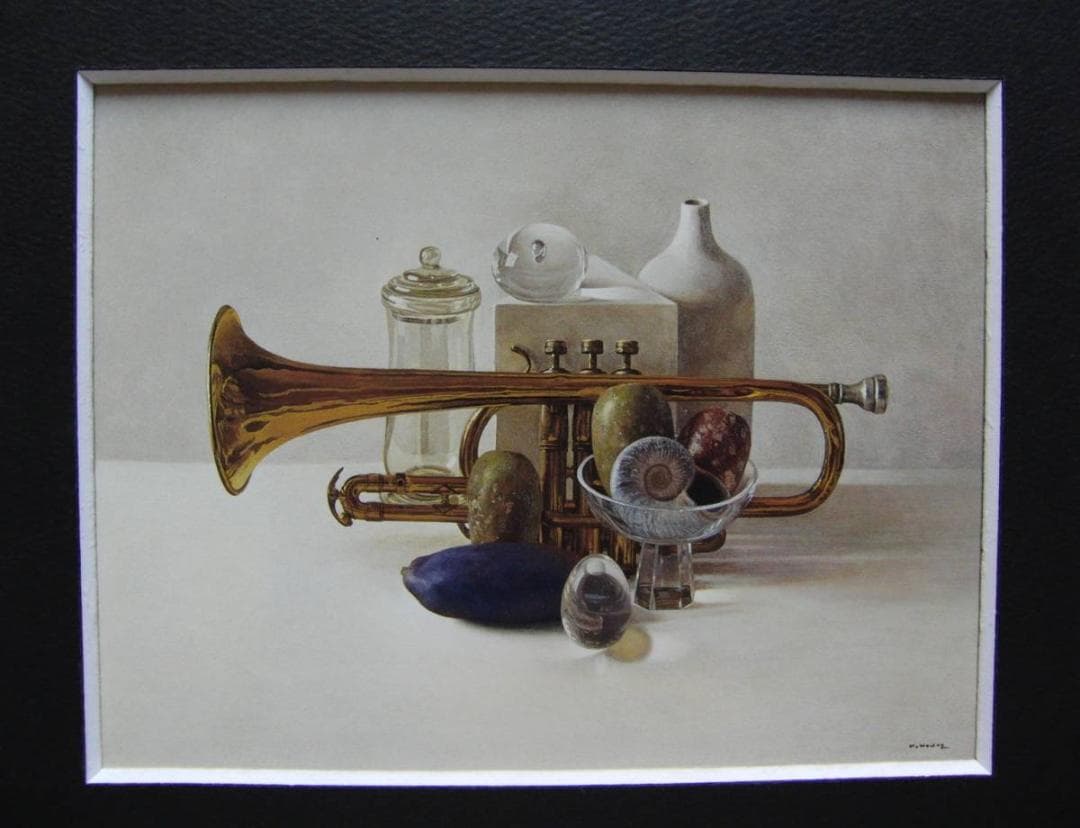 野田 弘志、「トランペットのある静物」、希少画集・額装画 講演会のお知らせ】野田弘志講演会「写実絵画につて」7／15（土