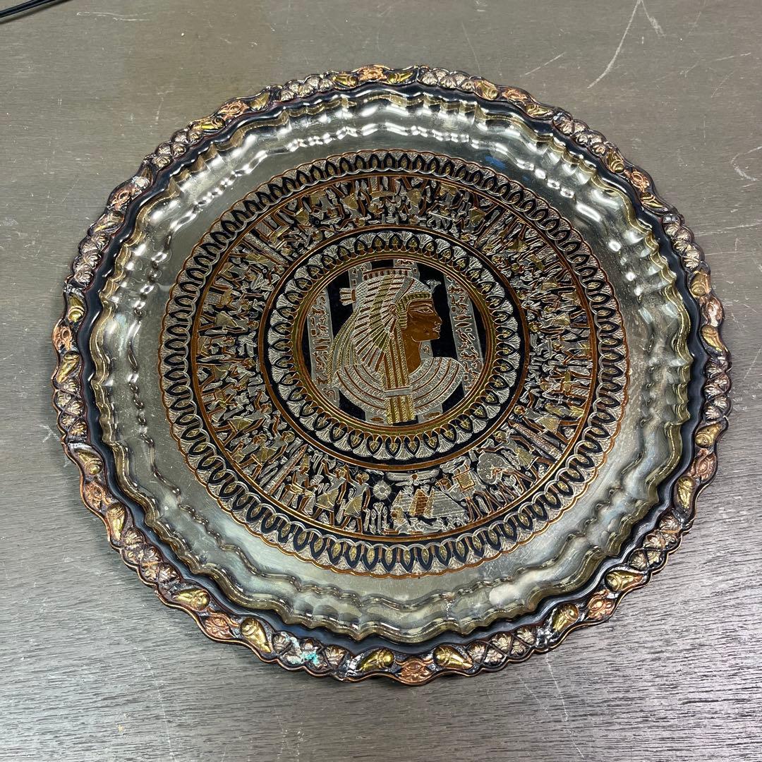 2 エジプト 大皿 壁掛け プレート 飾り皿 金属製 K10756884 - 置物通販