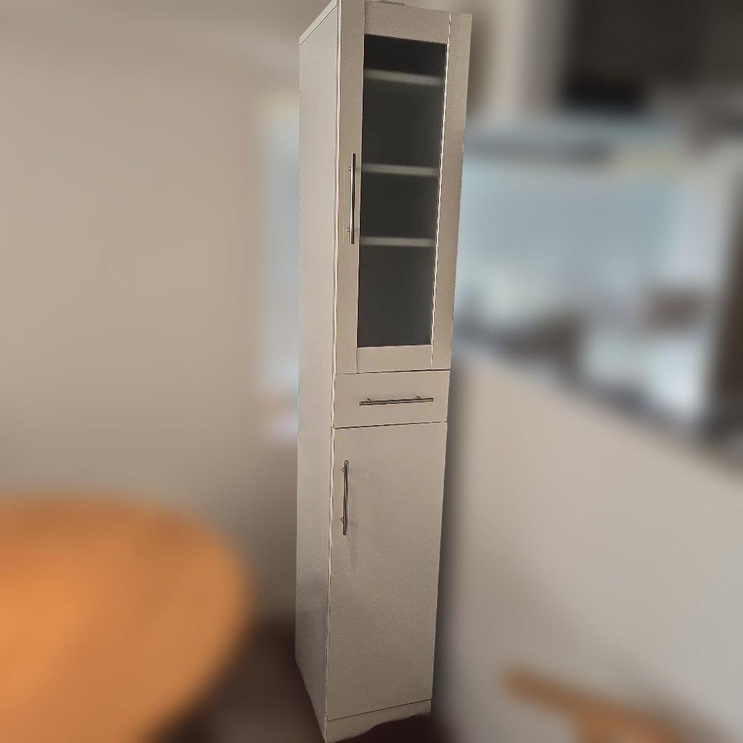 スリム 食器棚 30×39×180 ホワイト すきま収納 スリム食器棚 幅30 高180 扉付 家電棚 キッチン収納