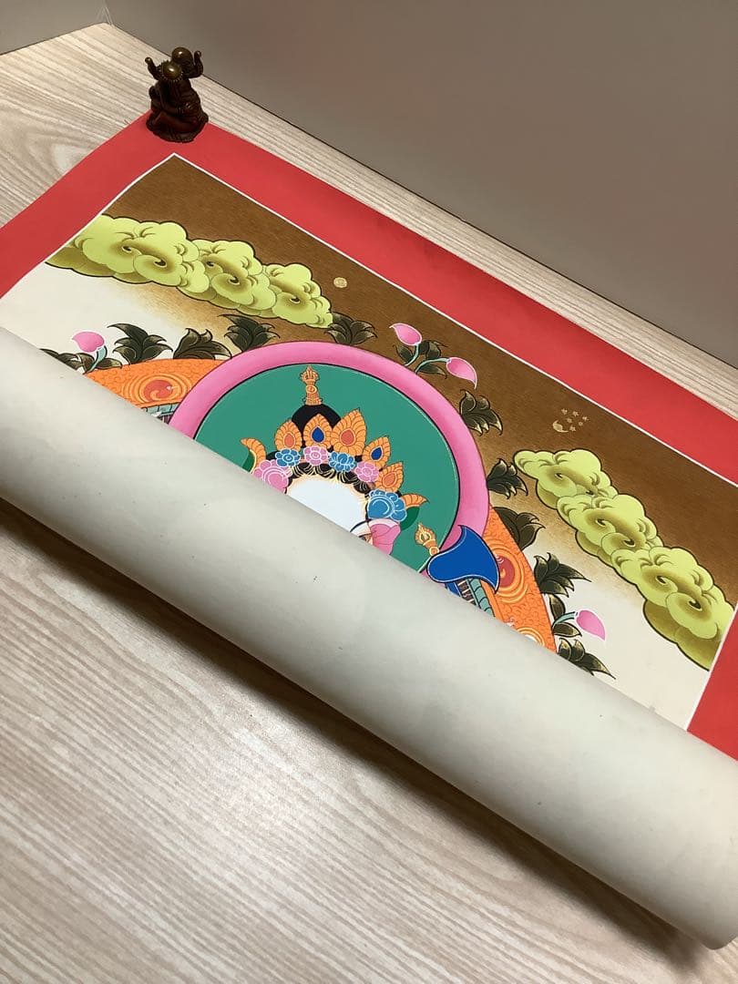 《 チベット密教　新品 》 ガネーシャ　タンカ　曼荼羅　手描き　1点物　金運