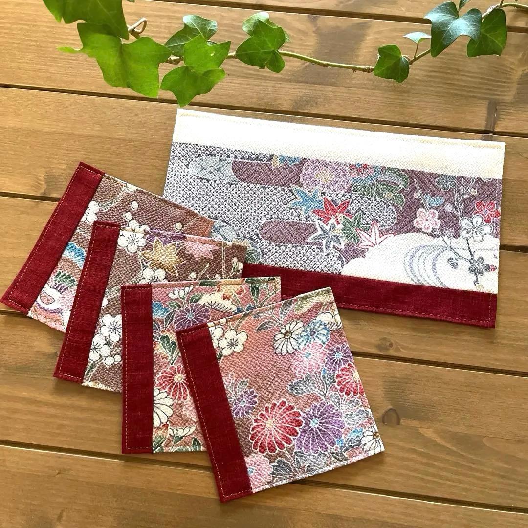 n-chansea様　ミニマット&コースター4枚セット お揃いデザインのランチョンマット4枚＋コースター4枚のセット