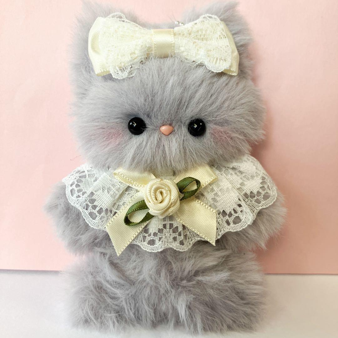 モールドール ふわふわ グレー ねこ モール人形 ぬいぐるみ