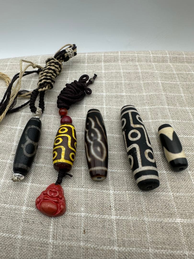 ☆天然石☆ 蔵伝 チベット 天珠 古美術品 收藏品 稀少品 合計5点 美品