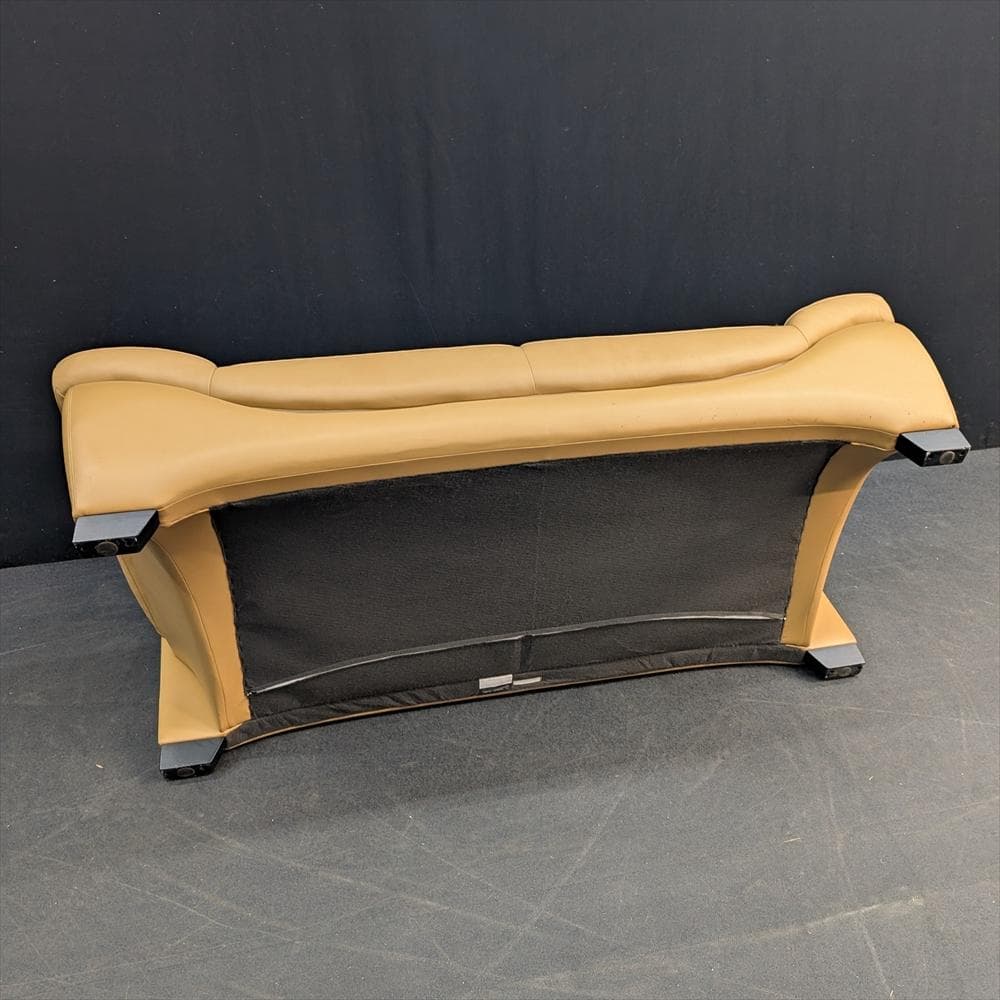 美品 カリモク 本革 ワイドラブソファ ラブソファ 2人掛け 2P 2.5人