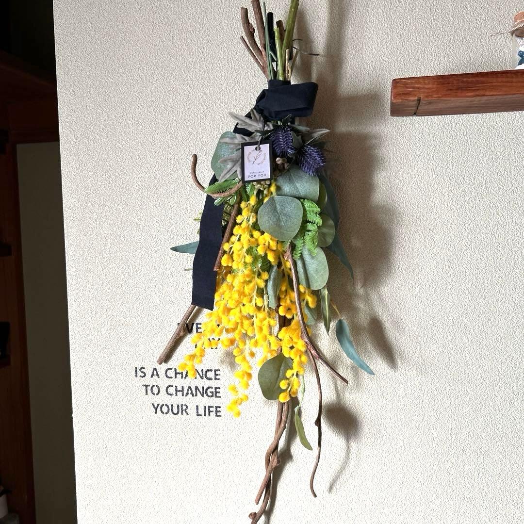 ミモザ スワッグ フェイクグリーン アレンジメント インテリア - メルカリ