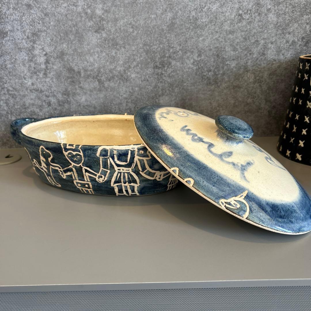 ❣️お値下げ❣️寺門広気さん✨超レア土鍋✨ブルー×ホワイト作家もの