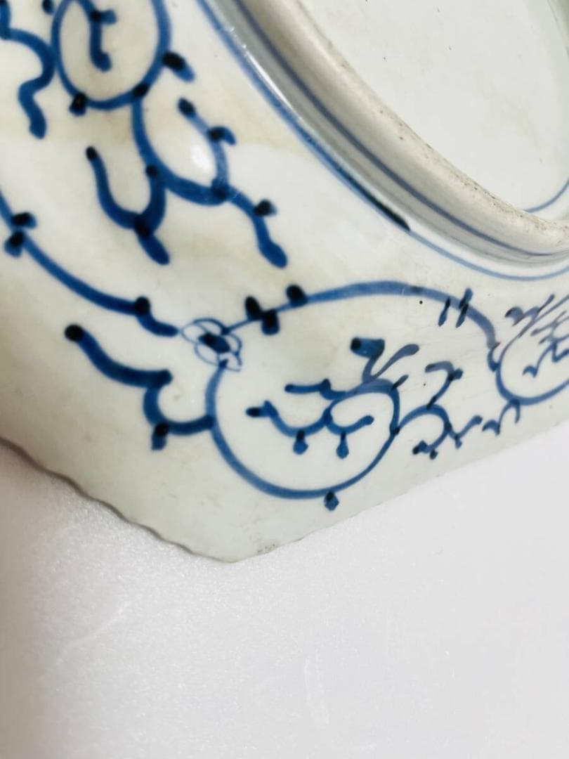 古伊万里図四方皿菊皿江戸-明治期染付