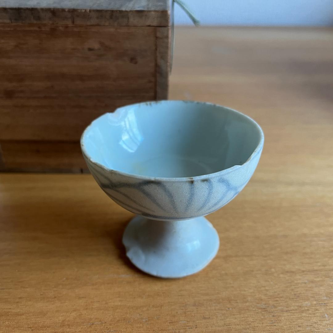 李朝後期 朝鮮白磁 青花染付 高杯 高足盃 酒器 茶道具 - メルカリ