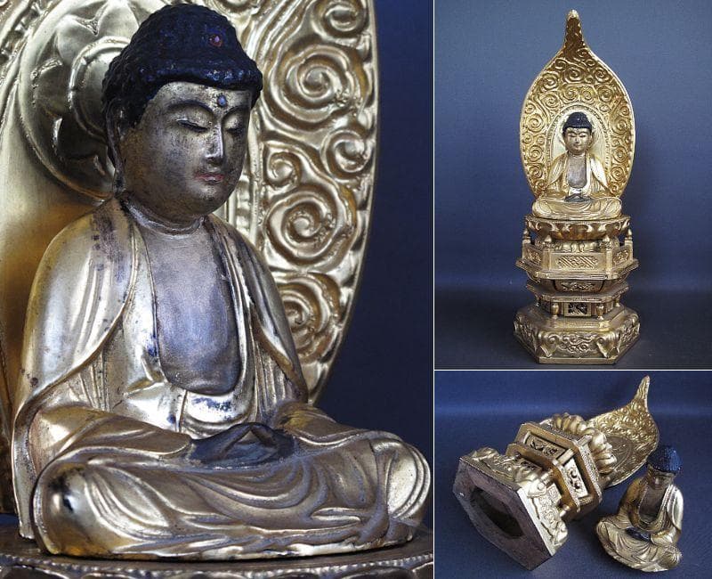 玉眼!!『木造 釈迦如来座像』古仏 総高44㎝ 木造釈迦如来坐像 文化遺産オンライン