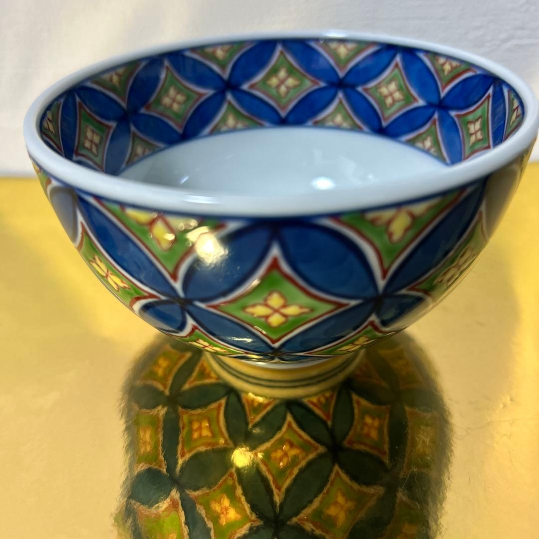 源右衛門窯　染錦七宝紋飯碗 染錦七宝紋（緑） 飯碗 ｜ 有田焼の源右衛門窯公式オンラインショップ