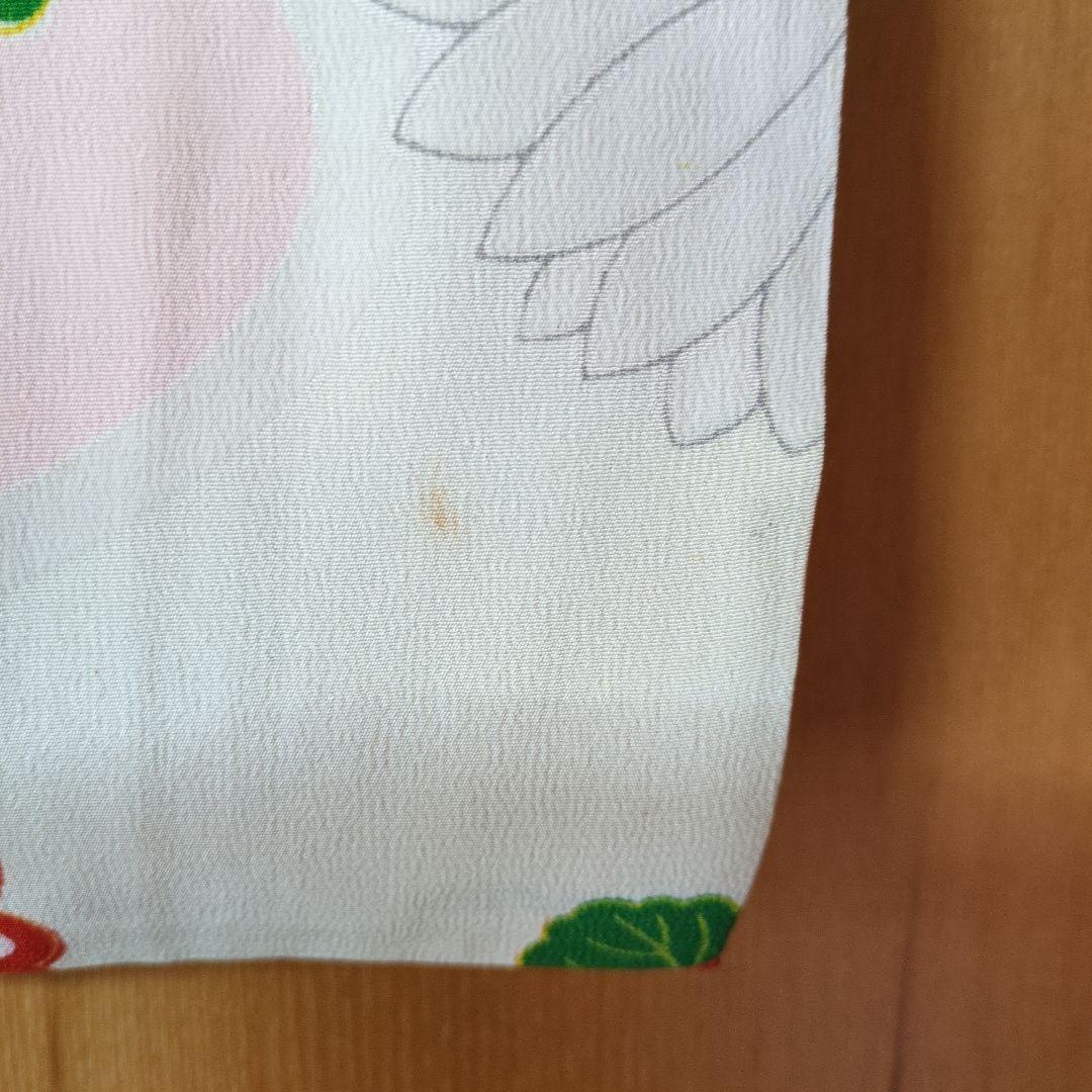 七五三3歳女の子アンティーク着物と正絹総絞り手縫いの被布と巾着