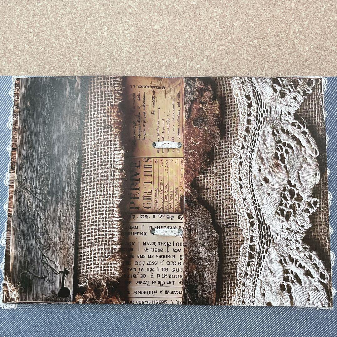 ジャンクジャーナル雑記帳 手作りノート レース コラージュ帳