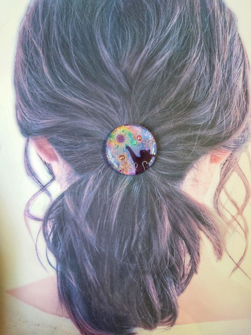 レジン 猫 ヘアゴム ブローチ ポニーフック No.507 - メルカリ