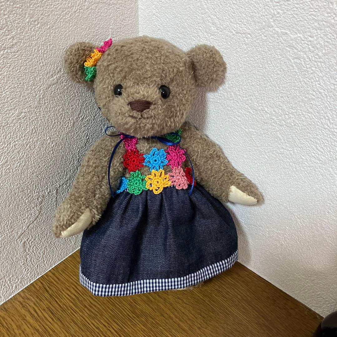 ハンドメイド　テディベア　お花モチーフのお洋服と髪飾り ta-57-1.jpeg