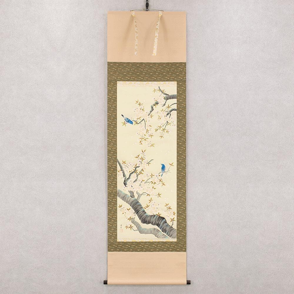 掛軸 日本画 小木曽祥雲「桜に小鳥」共箱 東洋美術会会員 - メルカリ