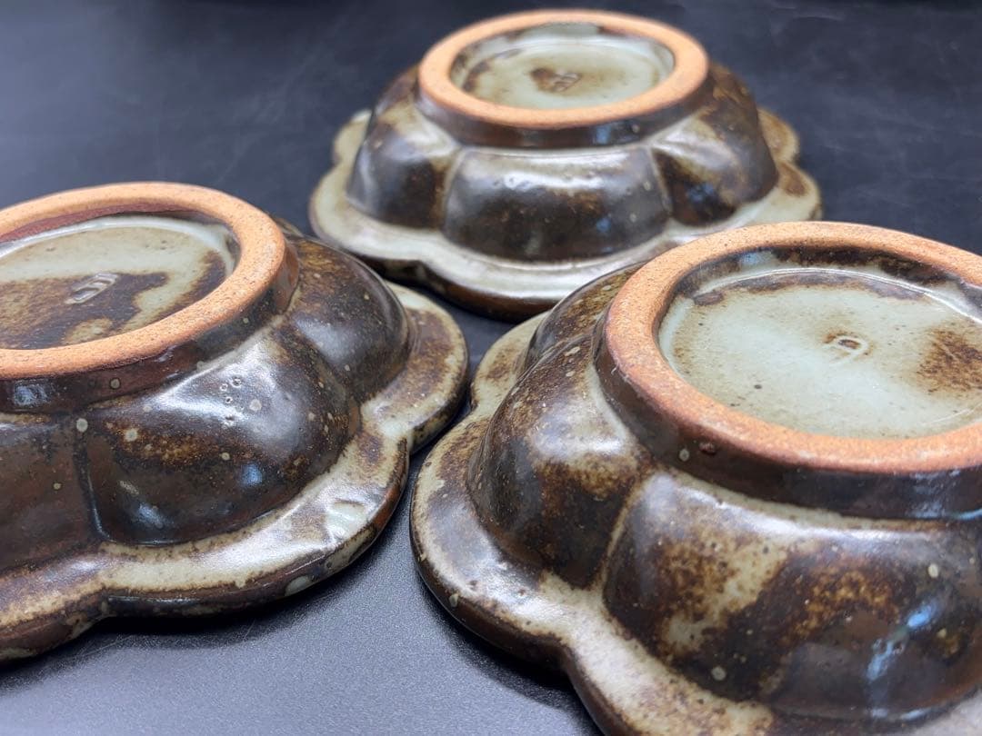 人間国宝 島岡達三 象嵌花型 皿 六枚組 共箱 益子焼 -412-