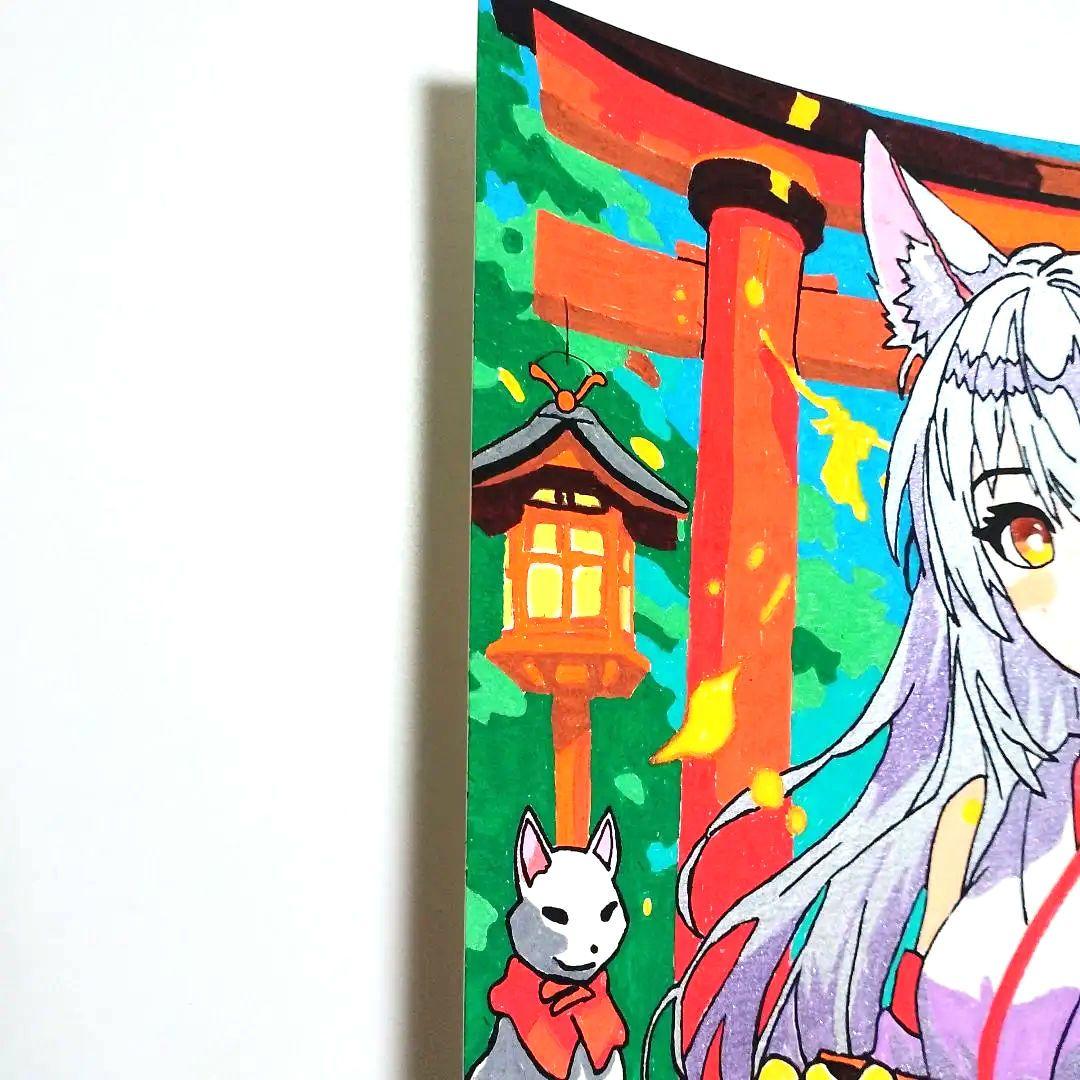 原画】A4 手描き 和風 狐少女「豊穣と発展」一点物 アナログ - メルカリ