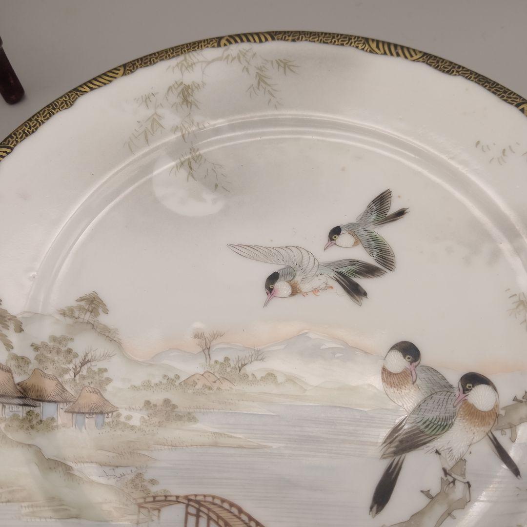 明治時代 大日本 高坂造 横浜焼 エッグシェル トリオ 里帰り 花鳥図