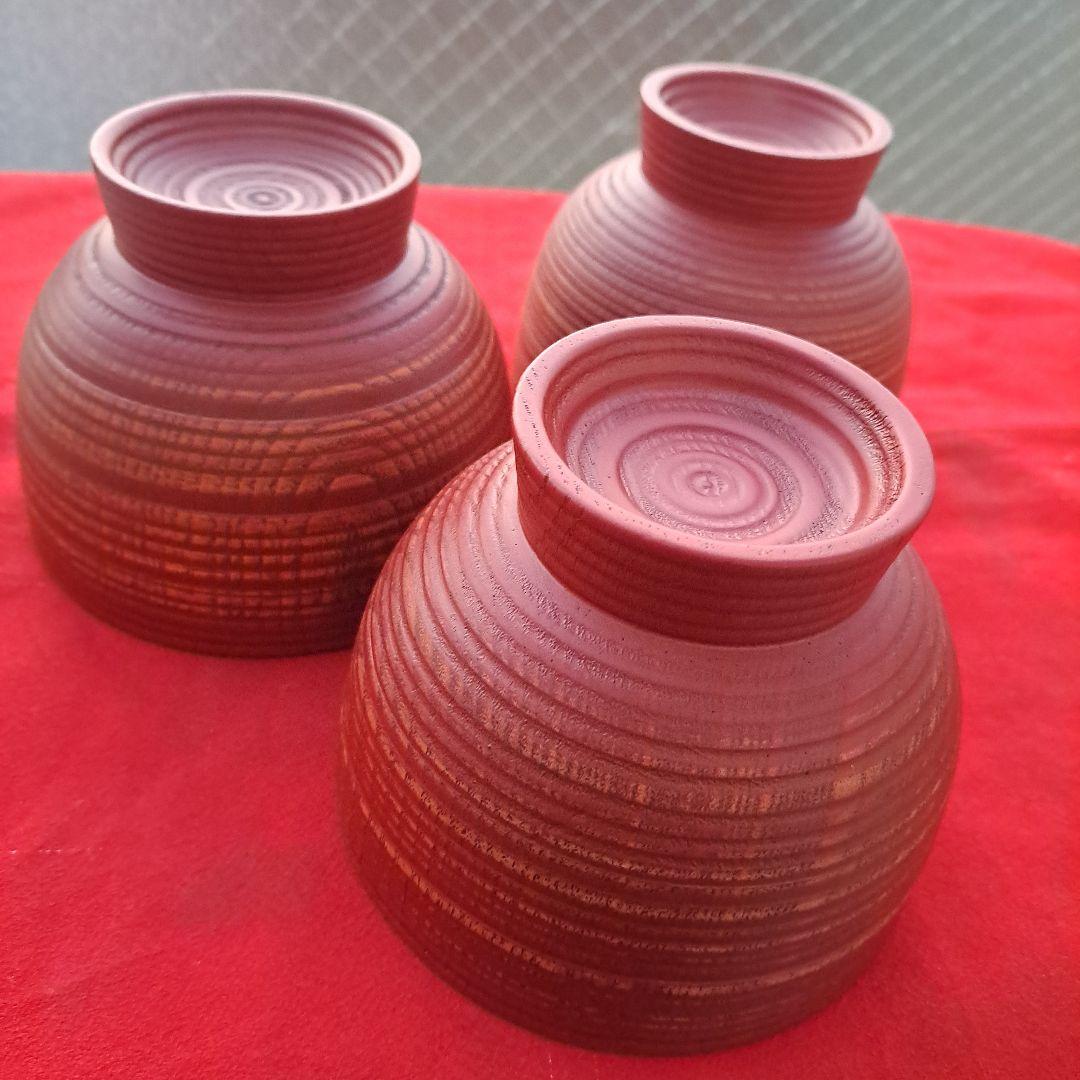 山中漆器 大椀×3客】天然木製 内外