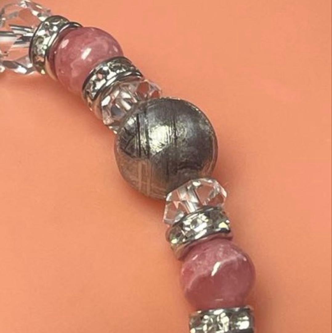 BRY0966⭐️ギベオン隕石・インカローズ・水晶ブレスレット⭐️高品質