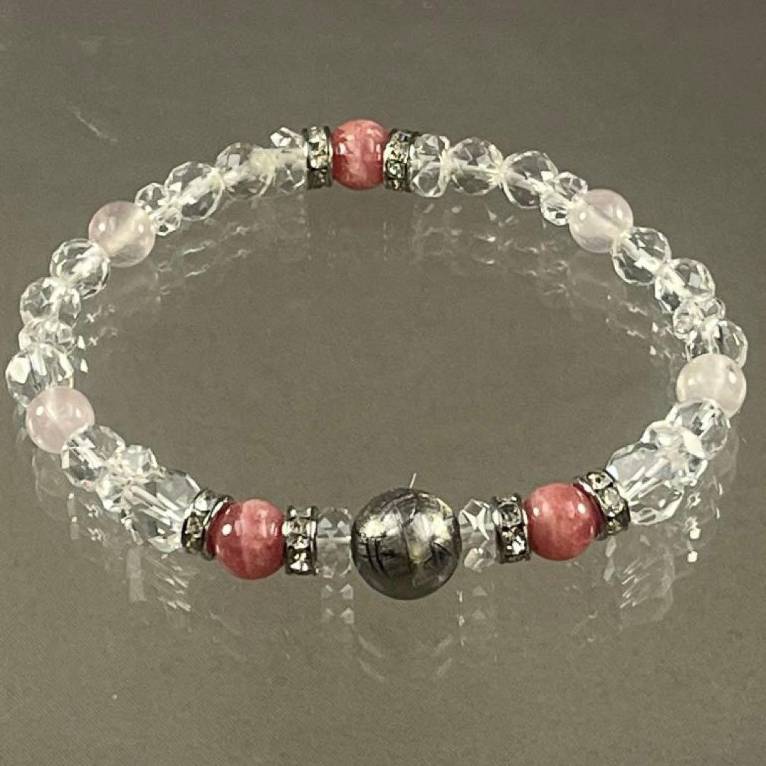 BRY0966⭐️ギベオン隕石・インカローズ・水晶ブレスレット⭐️高品質