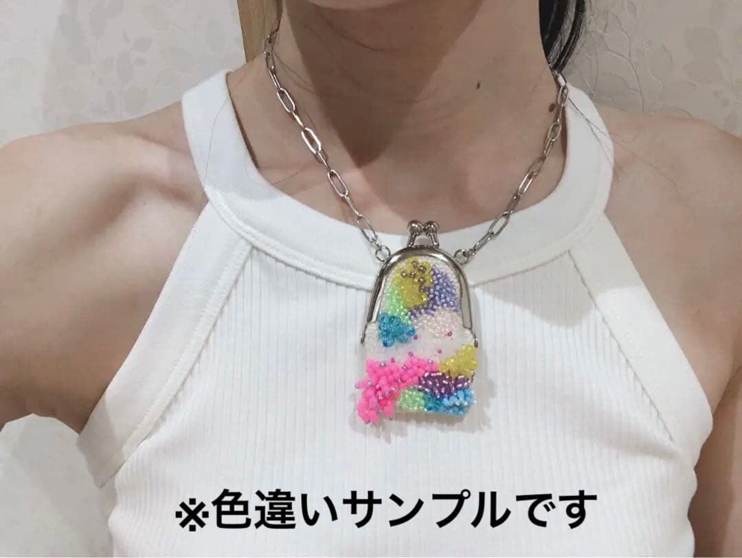 ハンドメイド ビーズ ネックレス がま口 がま口ネックレス omamori