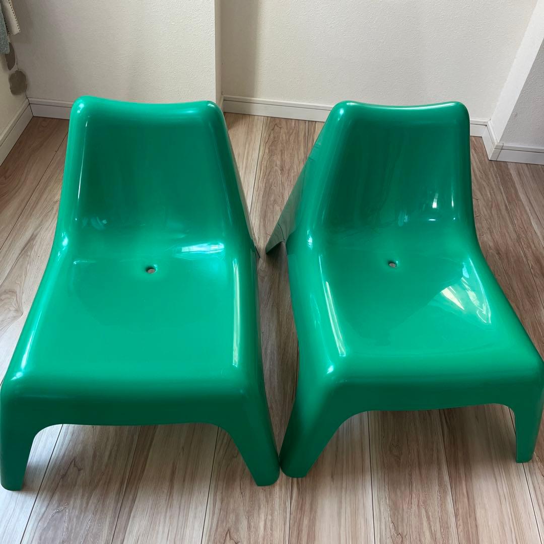 IKEA BUNSO ブンソー屋内外用プラスチックチェア　グリーン緑　2脚 LÖPARBANA gaming chair, Vissle green - IKEA