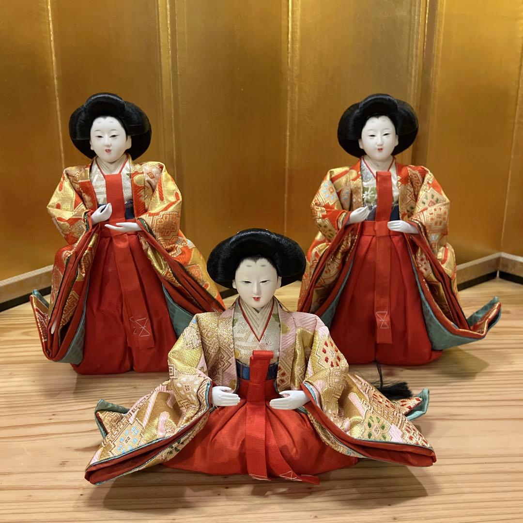 ①高級ひな人形 木製黒塗りひな壇 豪華七段飾り セット【①②③同時