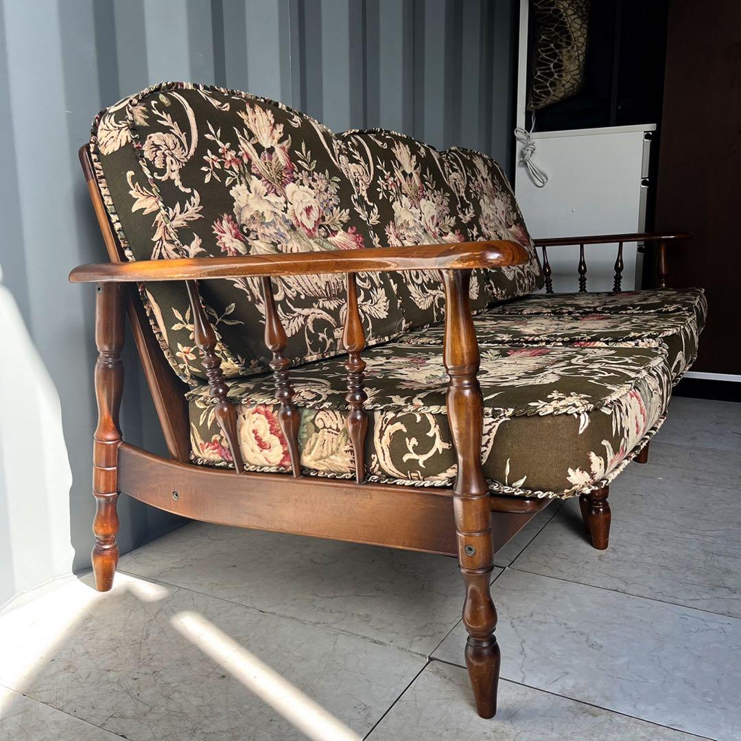 取付無料！カリモク コロニアル グリーン花柄アンティークセパレート3